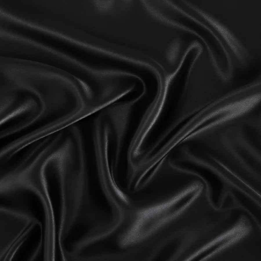 Solid Satin Silk Pillowcase 2 Pack - Black