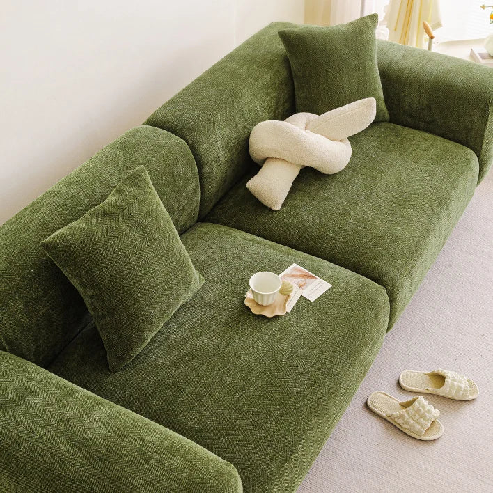 Chenille Solid Woven Stretch Sofa Cover - Green