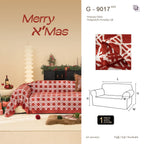 G 9017 Red Checkered Velvet Sofa Cover | Luxury Plaid Couch Cover