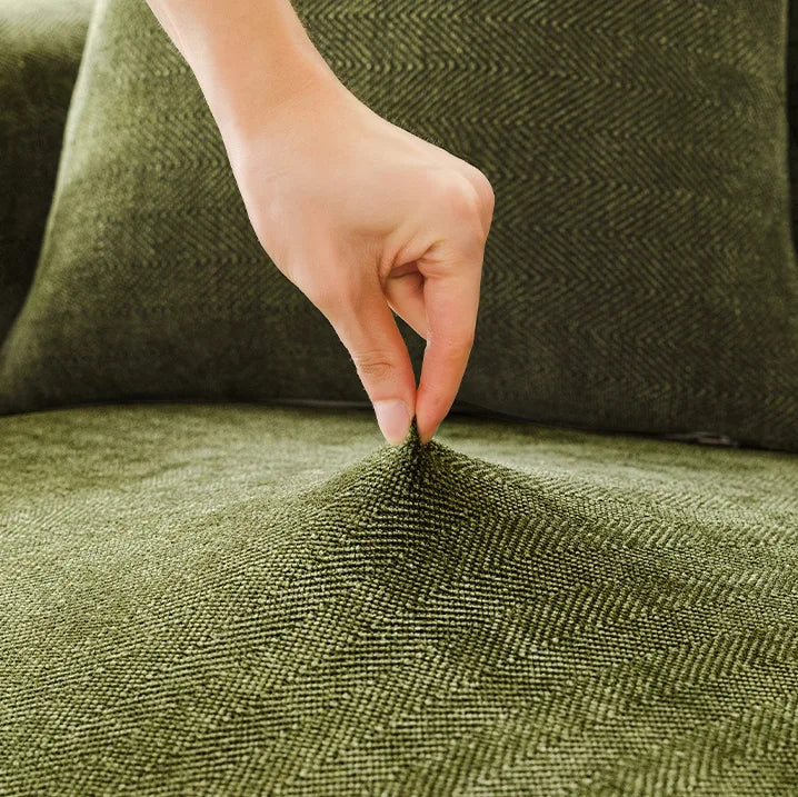 Chenille Solid Woven Stretch Sofa Cover - Green