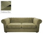Custom Round Arm Sofa Slipcover | Sienna Velour - Fieldstone Olive