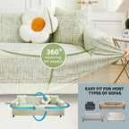 Geometric 1 Piece Couch Slipcover In Céleste Green