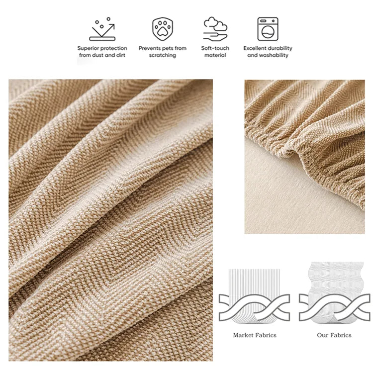 Chenille Solid Woven Stretch Sofa Cover - Cream