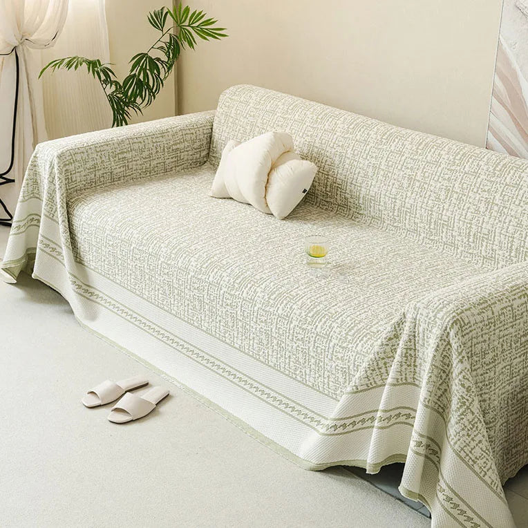 Geometric Couch Cover In Céleste Green