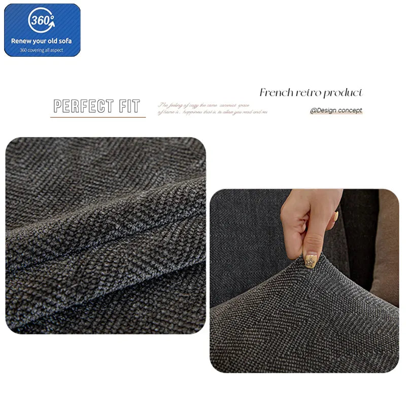 Chenille Solid Woven Stretch Sofa Cover - Dark Grey