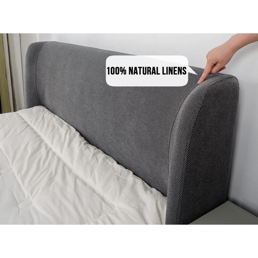 Customized Bed + Headboard Cover | Marlowe Spotted | Black and Gray #1925-01