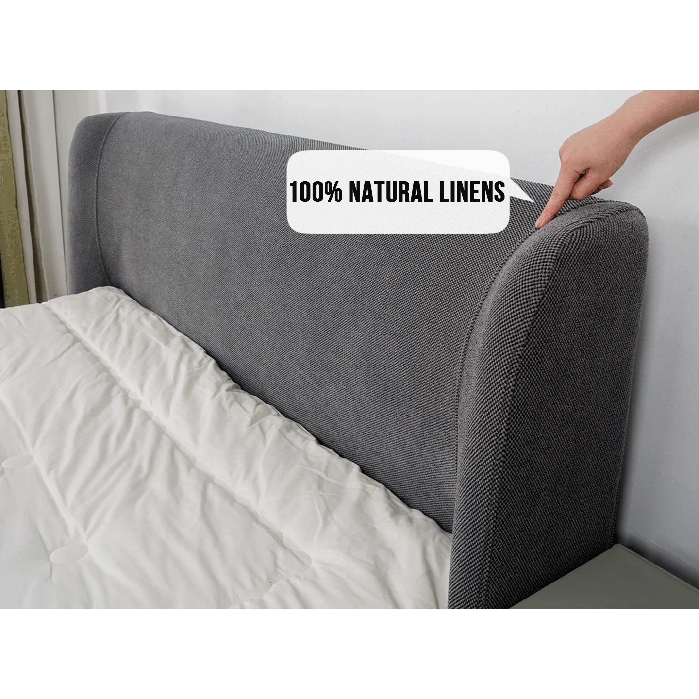 Customized Bed + Headboard Cover | Marlowe Spotted | Black and Gray #1925-01