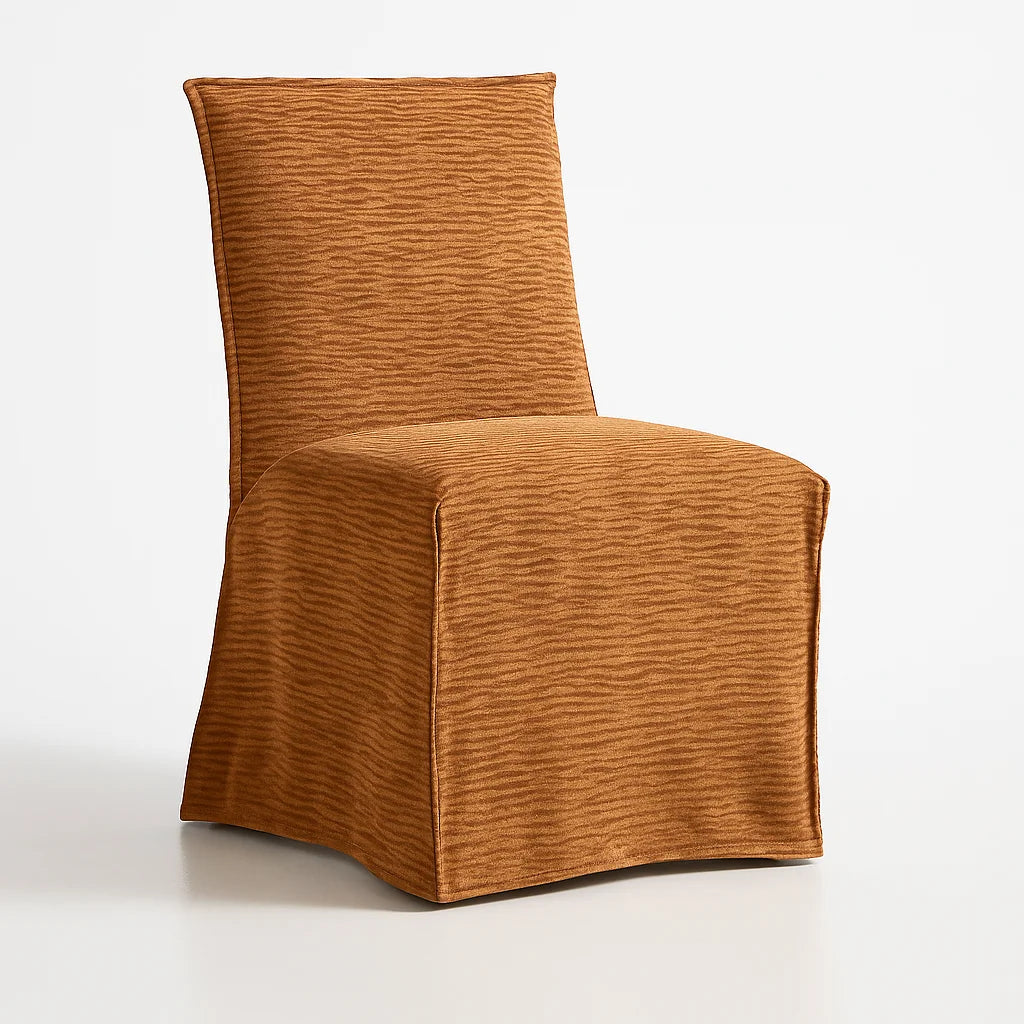 WX23006 Chenille Blossom Series | Long-Skirt Dining Chair Slipcover