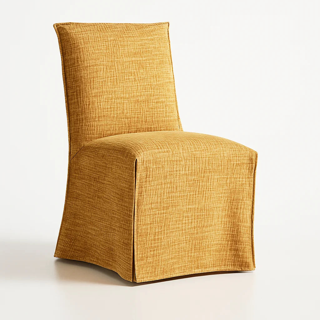 WX23006 Chenille Blossom Series | Long-Skirt Dining Chair Slipcover