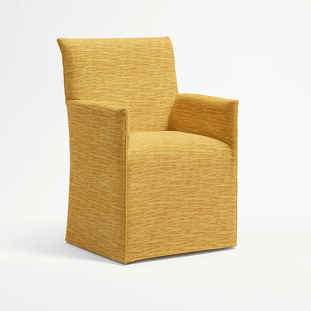 WX23006 Chenille Blossom Series | Long-Skirt Dining Chair with armrest Slipcover