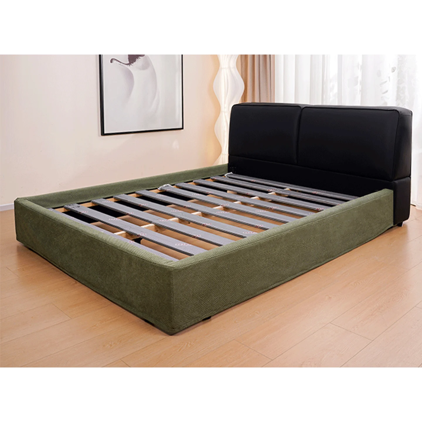 Customized Bed + Headboard Cover | Marlowe Spotted | Moss Green #1925-12