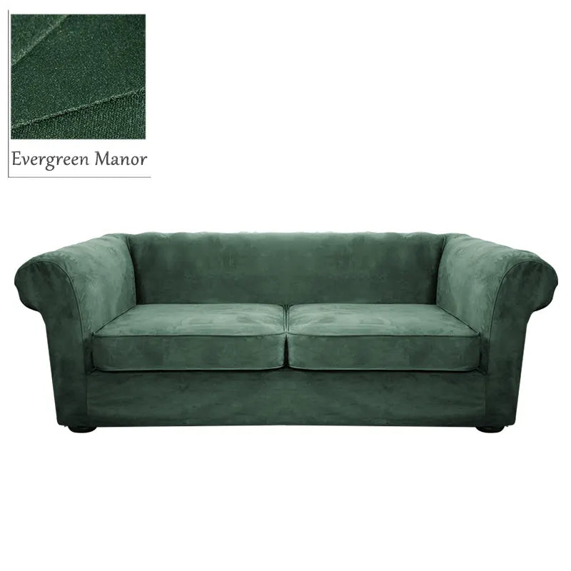Custom Round Arm Sofa Slipcover | Sienna Velour - Evergreen Manor