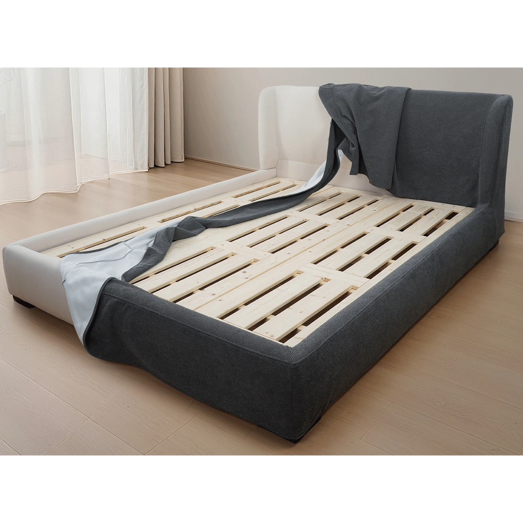Customized Bed + Headboard Cover | Marlowe Spotted | Black and Gray #1925-01