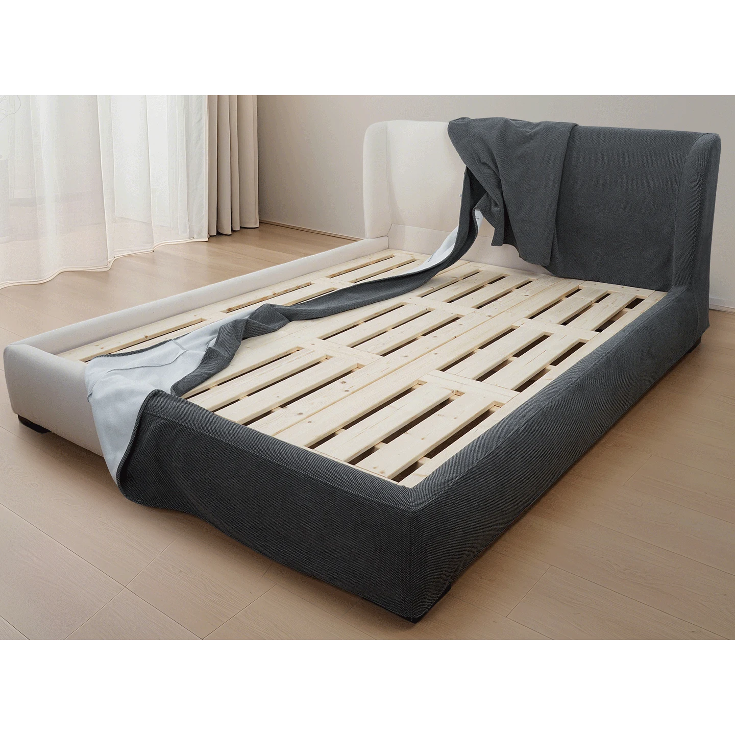 Customized Bed + Headboard Cover | Marlowe Spotted | Black and Gray #1925-01