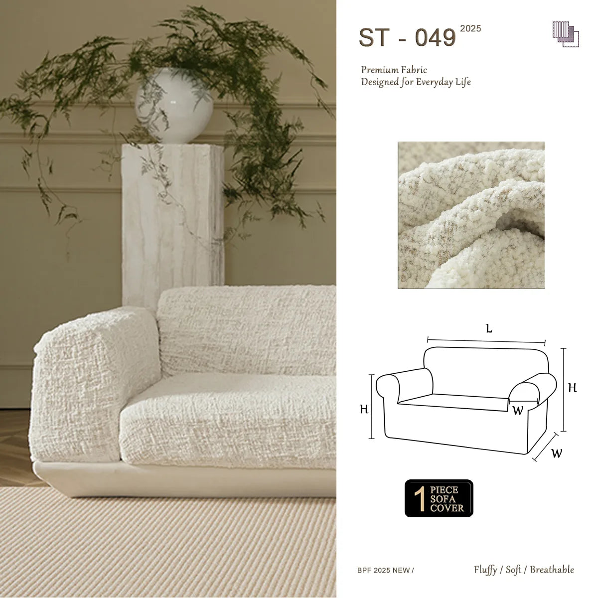 ST 049 Chenille Jacquard Stretch Sofa Cover | Handmade Non-Slip Couch Slipcover