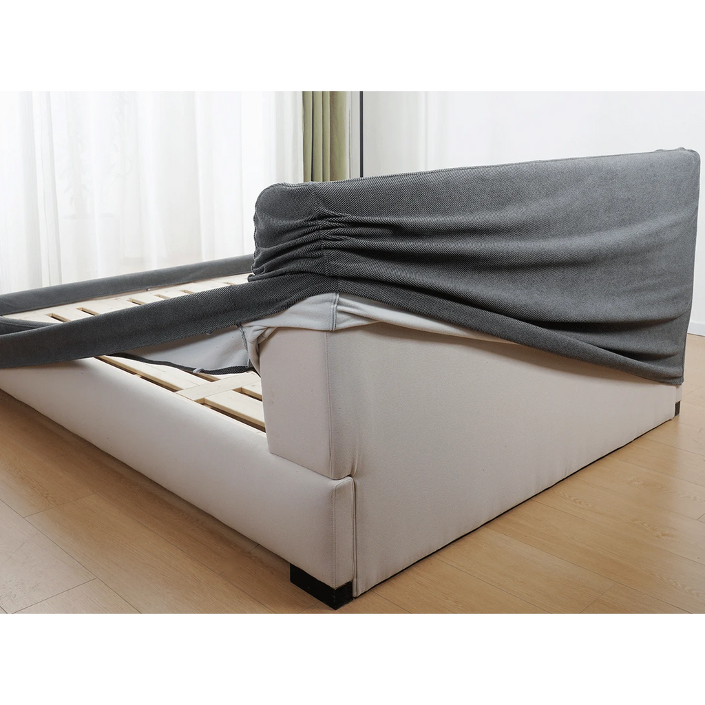 Customized Bed + Headboard Cover | Marlowe Spotted | Black and Gray #1925-01
