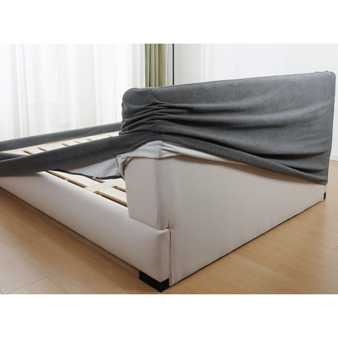 Customized Bed + Headboard Cover | Marlowe Spotted | Black and Gray #1925-01