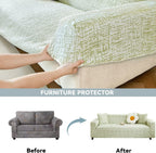 Geometric 1 Piece Couch Slipcover In Céleste Green