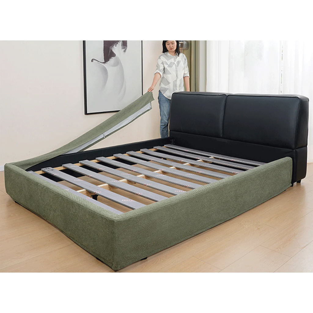 Customized Bed + Headboard Cover | Marlowe Spotted | Moss Green #1925-12