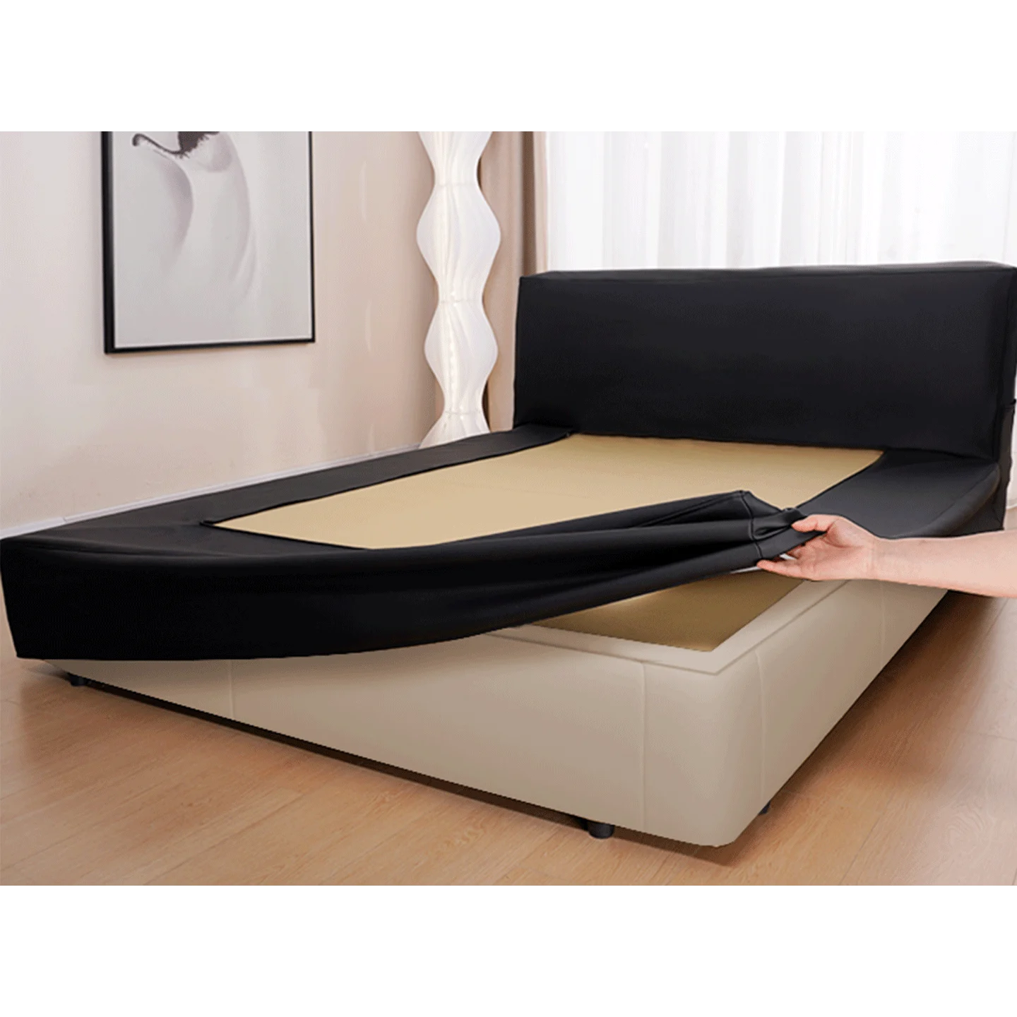 Customized Bed + Headboard Cover | Terravia | Classic Anthracite