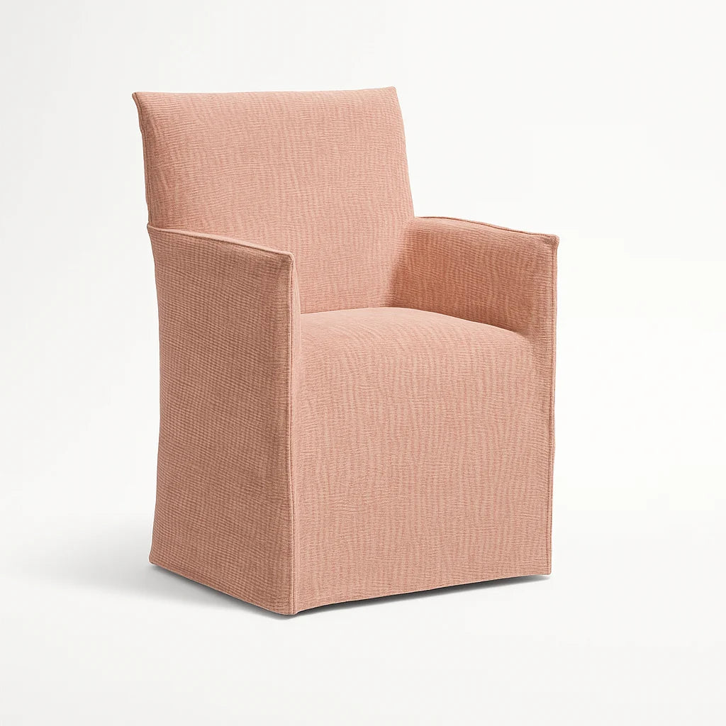 WX23006 Chenille Blossom Series | Long-Skirt Dining Chair with armrest Slipcover