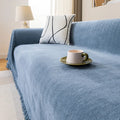 Chenille Solid Woven Stretch Sofa Blanket - Greyish Blue