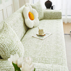 Geometric 1 Piece Couch Slipcover In Céleste Green