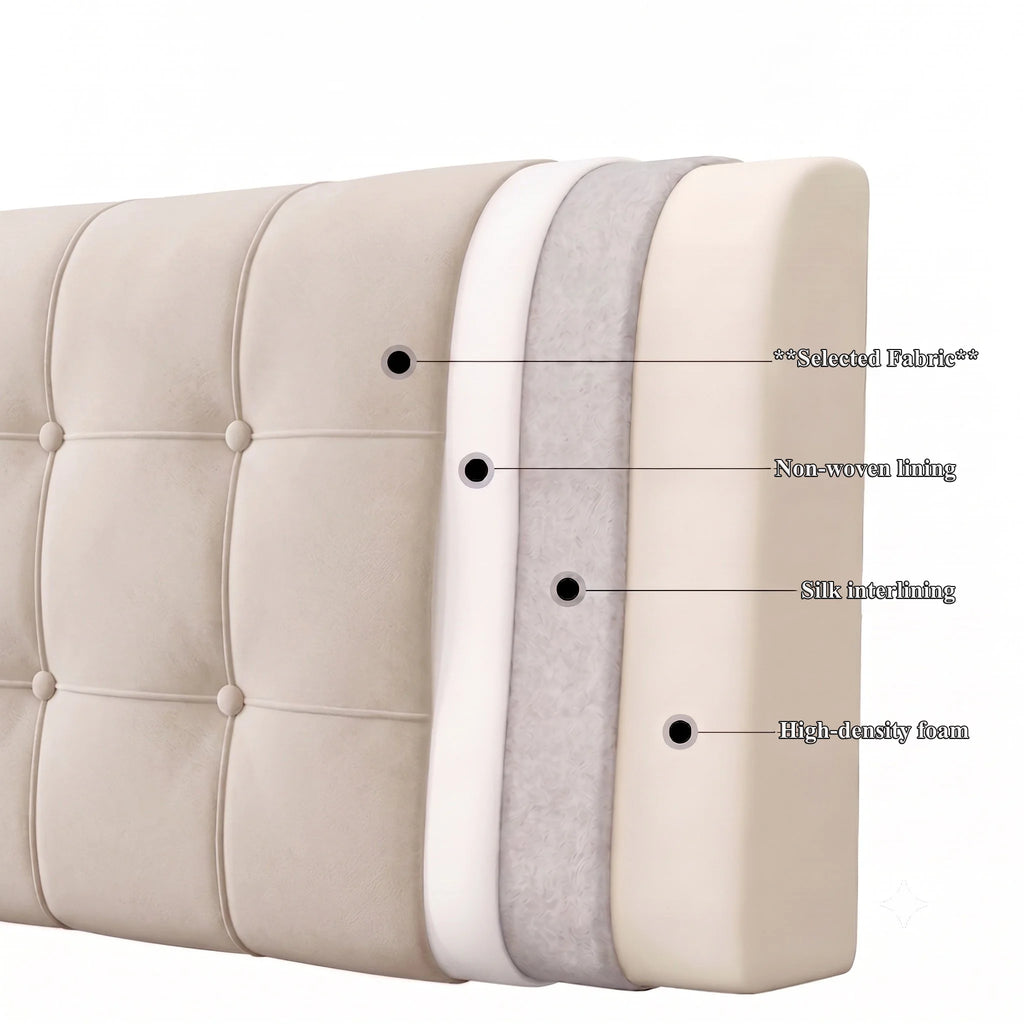 Custom Headboard Cover with Oversized Reading Cushions (High-density foam)