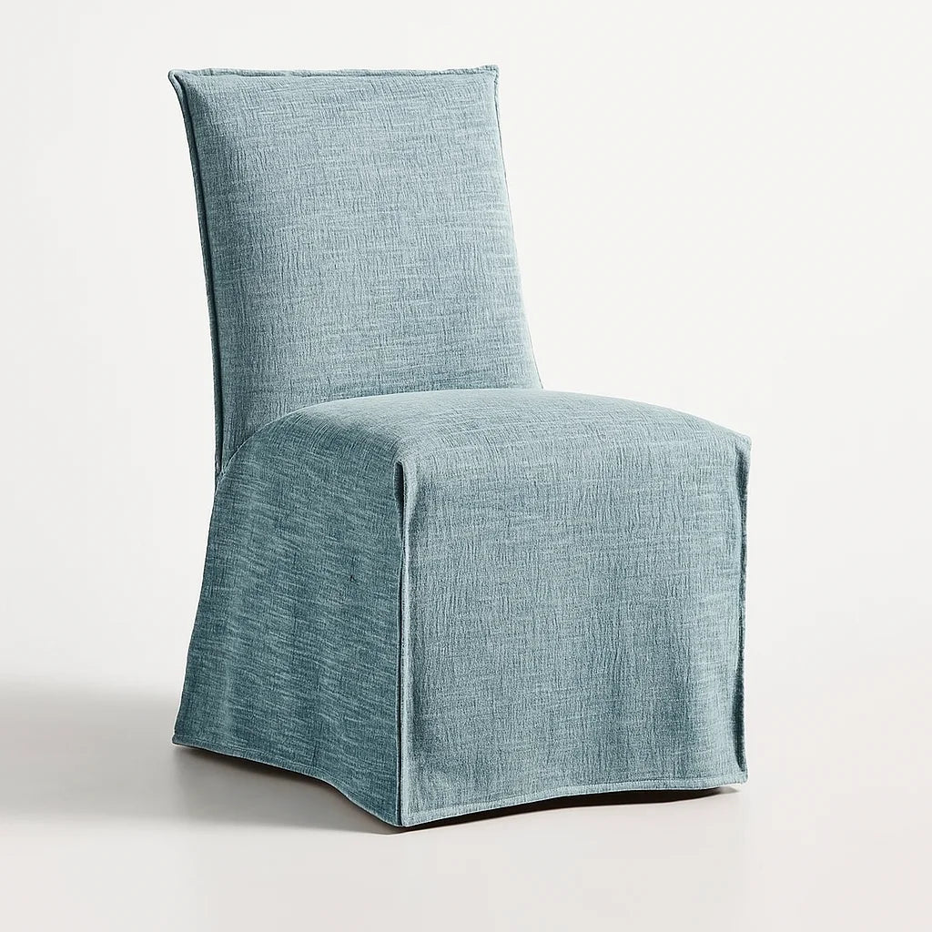 WX23006 Chenille Blossom Series | Long-Skirt Dining Chair Slipcover