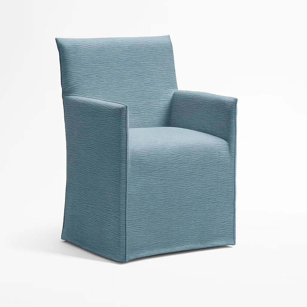 WX23006 Chenille Blossom Series | Long-Skirt Dining Chair with armrest Slipcover