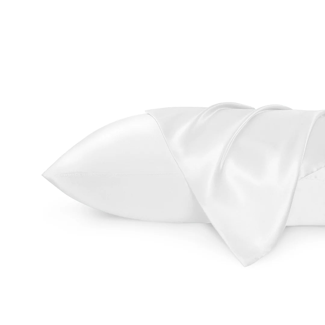 Solid Satin Silk Pillowcase 2 Pack - Pure White