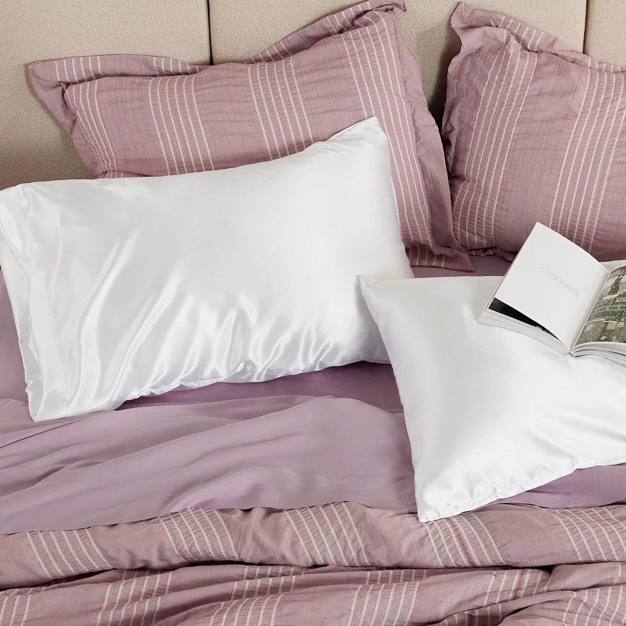 Solid Satin Silk Pillowcase 2 Pack - Pure White
