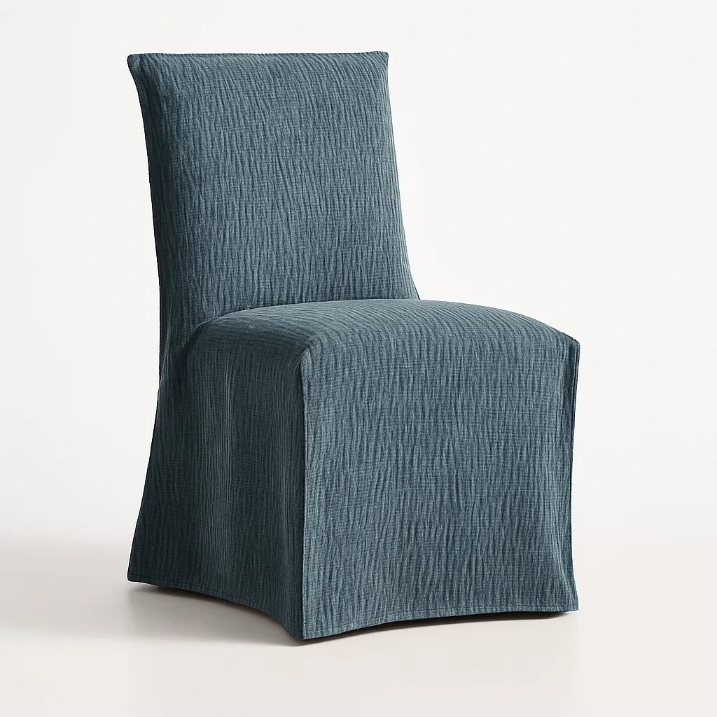 WX23006 Chenille Blossom Series | Long-Skirt Dining Chair Slipcover