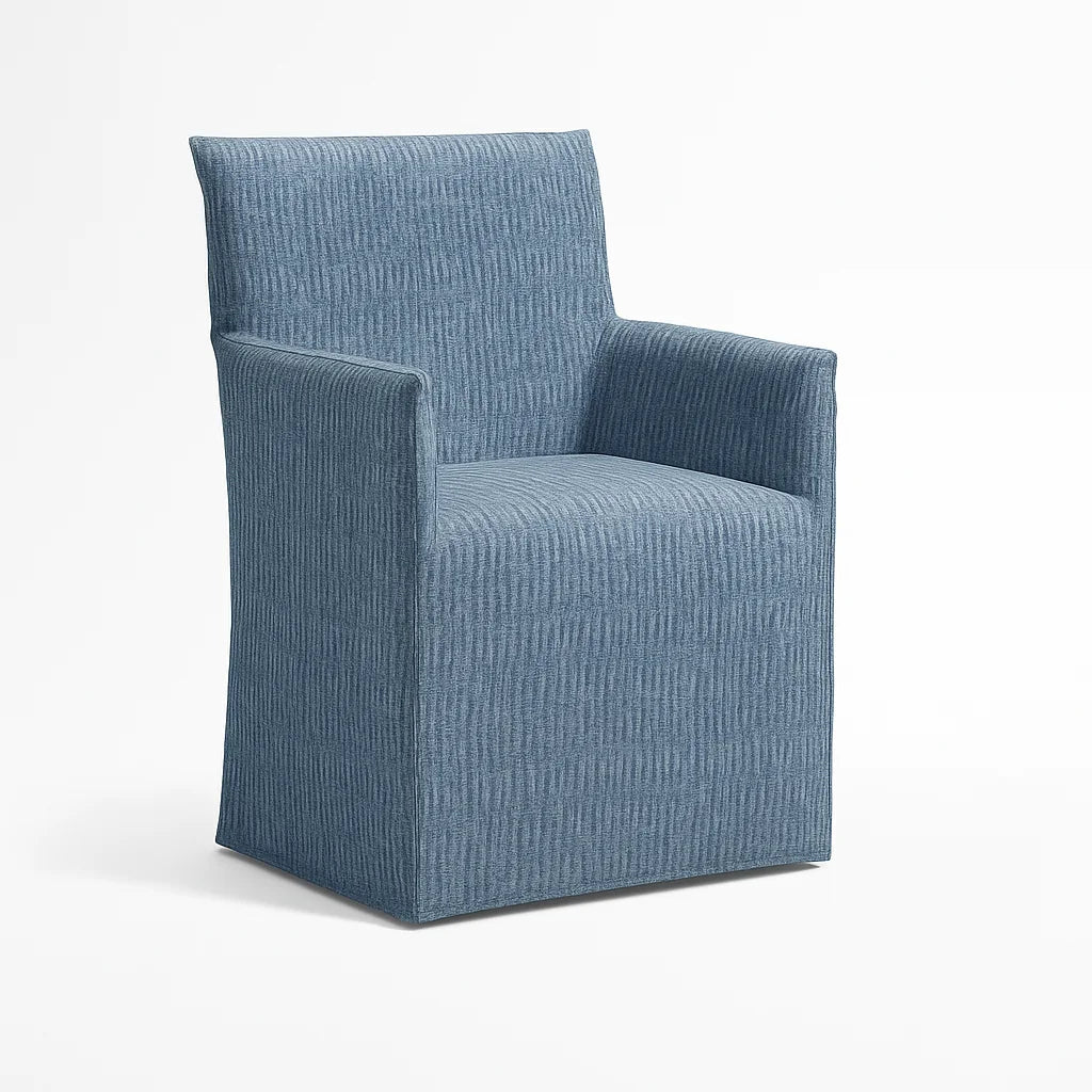 WX23006 Chenille Blossom Series | Long-Skirt Dining Chair with armrest Slipcover