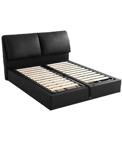 Cama de plataforma acolchada + funda para cabecero | Antracita clásica 