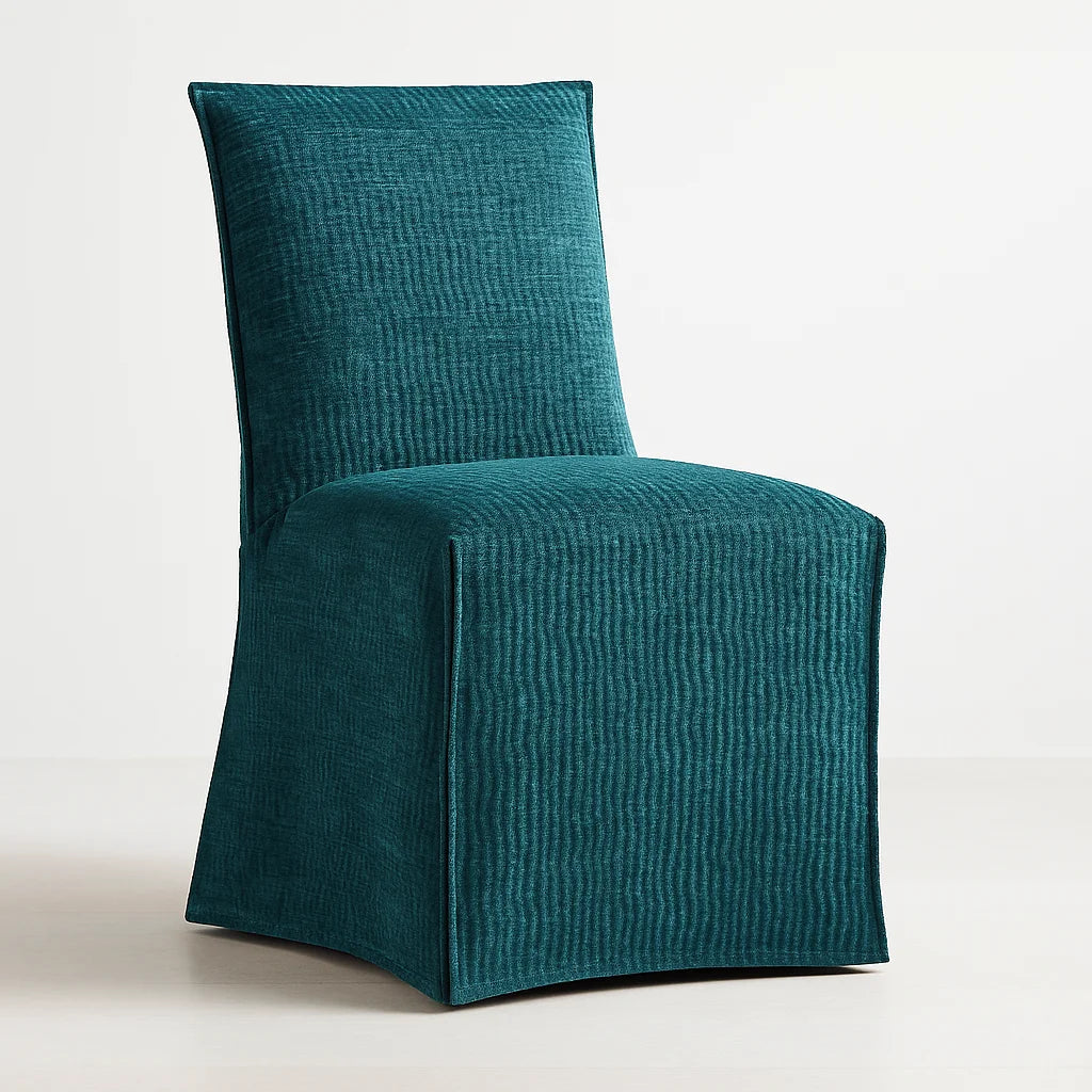 WX23006 Chenille Blossom Series | Long-Skirt Dining Chair Slipcover