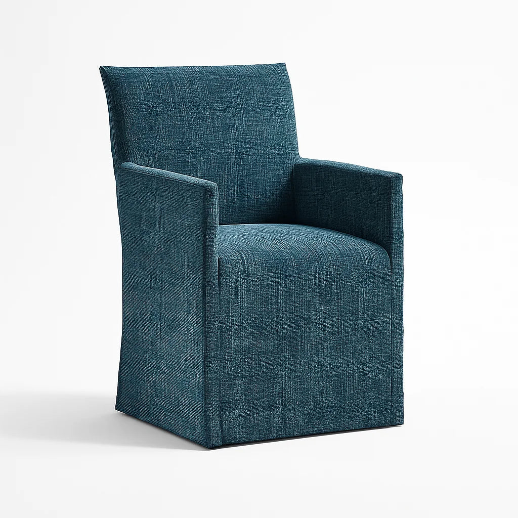 WX23006 Chenille Blossom Series | Long-Skirt Dining Chair with armrest Slipcover
