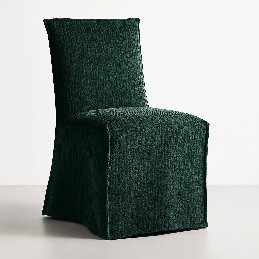 WX23006 Chenille Blossom Series | Long-Skirt Dining Chair Slipcover