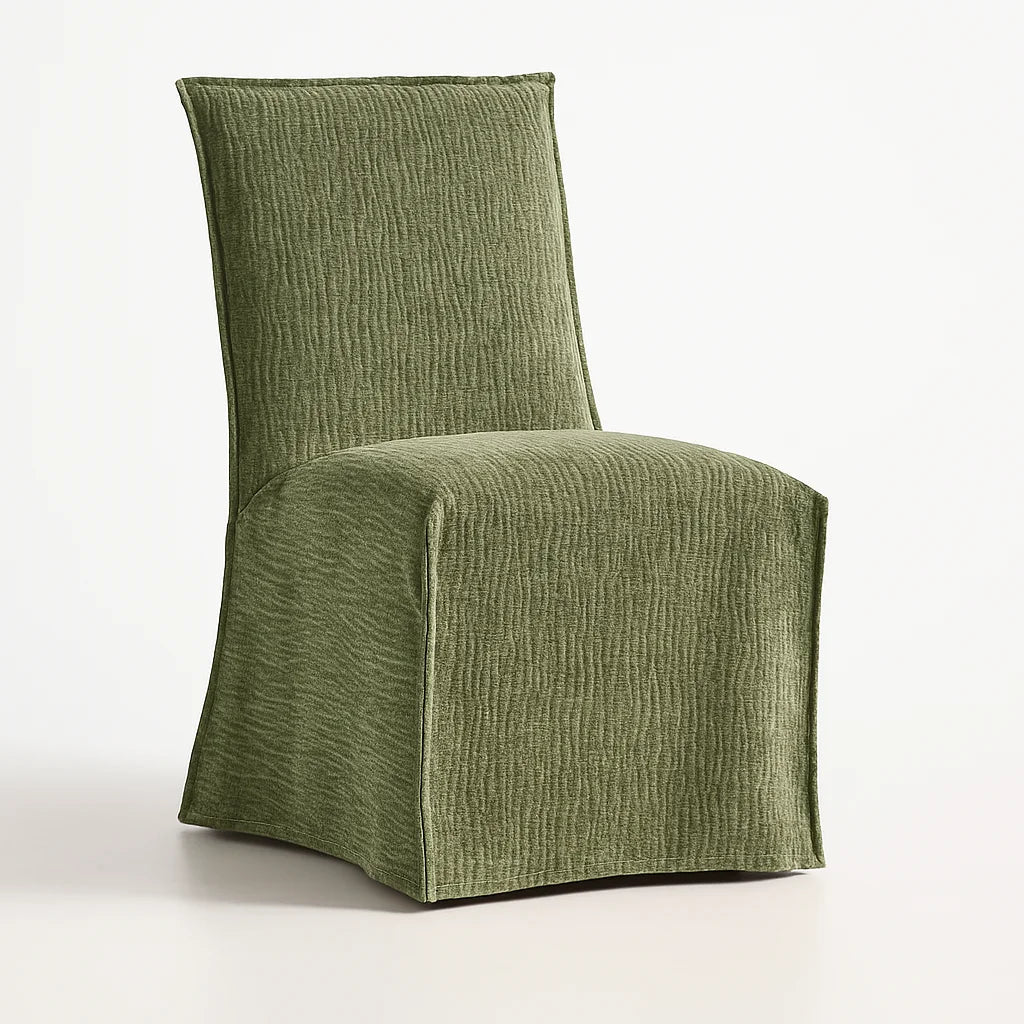 WX23006 Chenille Blossom Series | Long-Skirt Dining Chair Slipcover