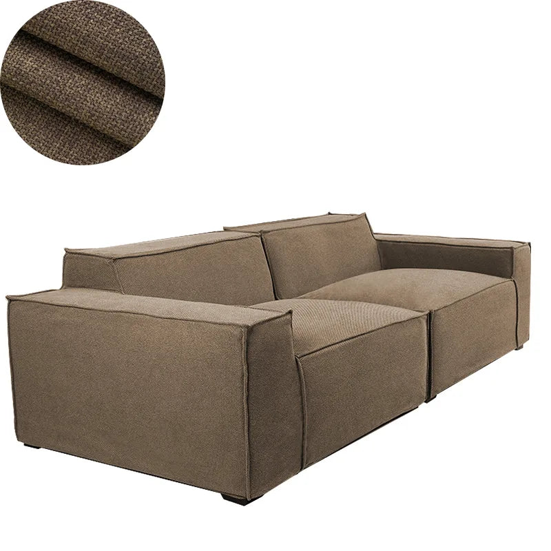 One Piece Custom Sofa Slipcover | Elara Flax- Velour Latte