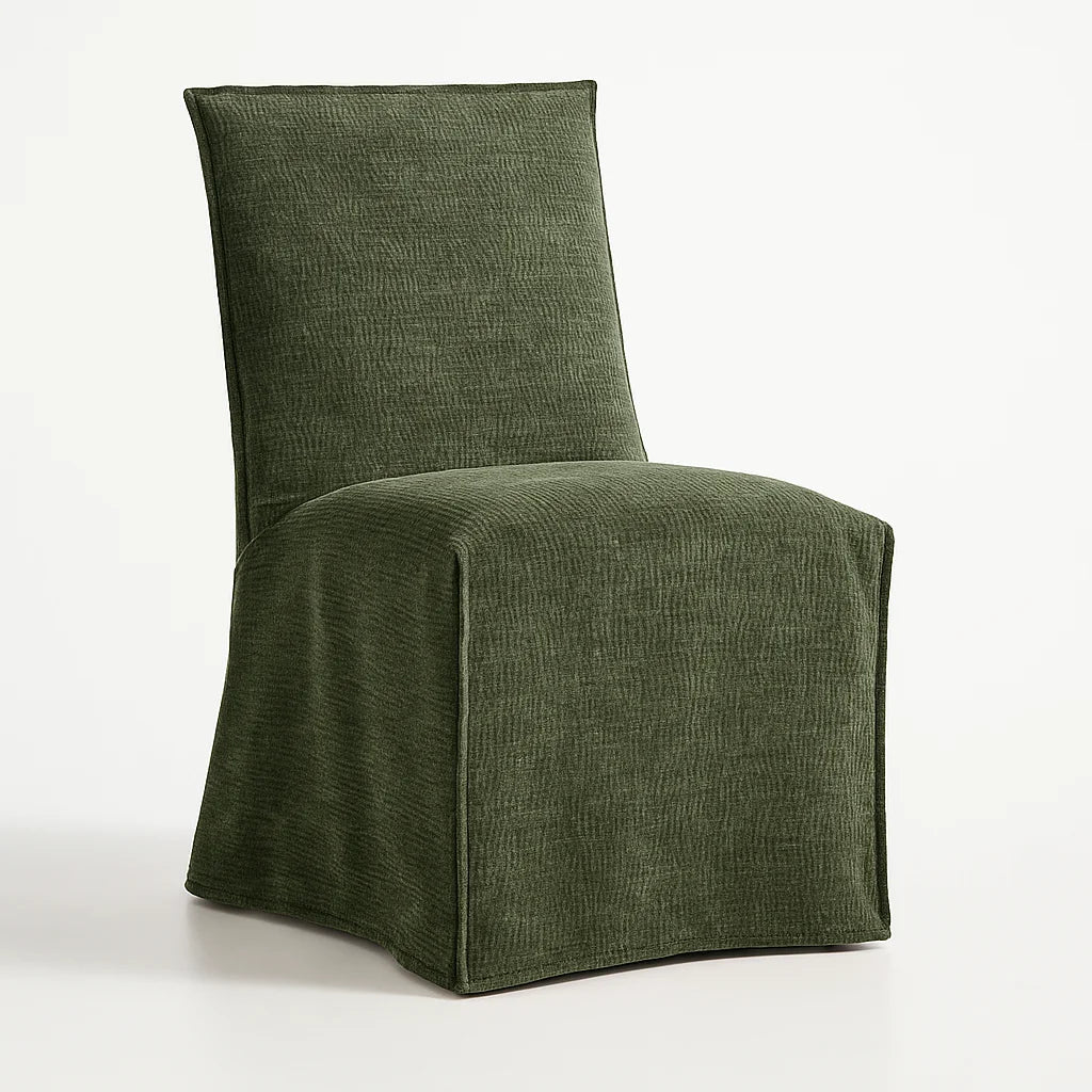 WX23006 Chenille Blossom Series | Long-Skirt Dining Chair Slipcover