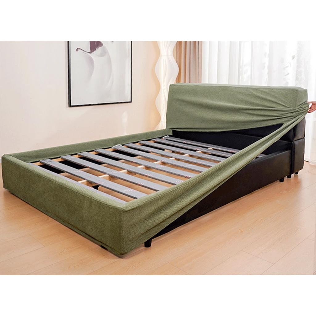 Customized Bed + Headboard Cover | Marlowe Spotted | Moss Green #1925-12