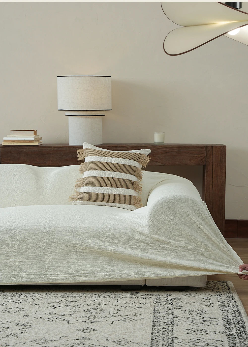 Pure Linen Look Sofa Cover | Stretch, Cat Scratch Resistant