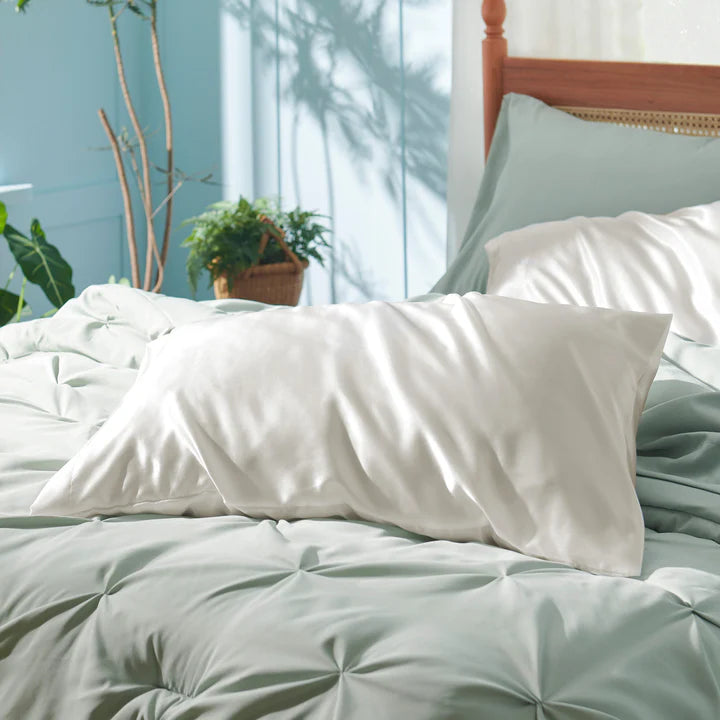 Solid Satin Silk Pillowcase 2 Pack - Ivory