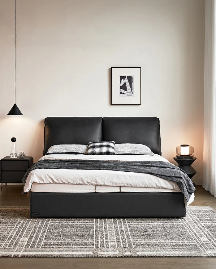 Cama de plataforma acolchada + funda para cabecero | Antracita clásica 