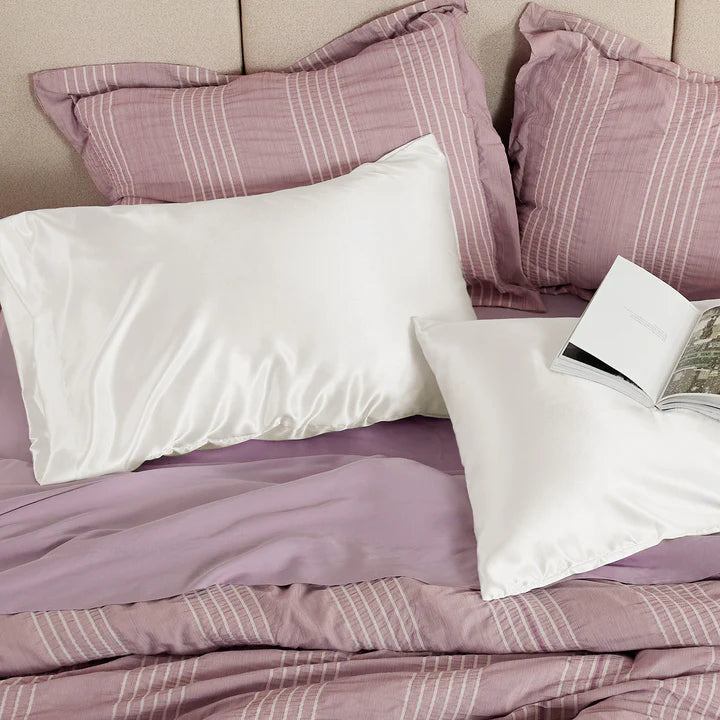 Solid Satin Silk Pillowcase 2 Pack - Ivory