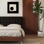 Lit plateforme rembourré + housse de tête de lit | Anthracite classique 