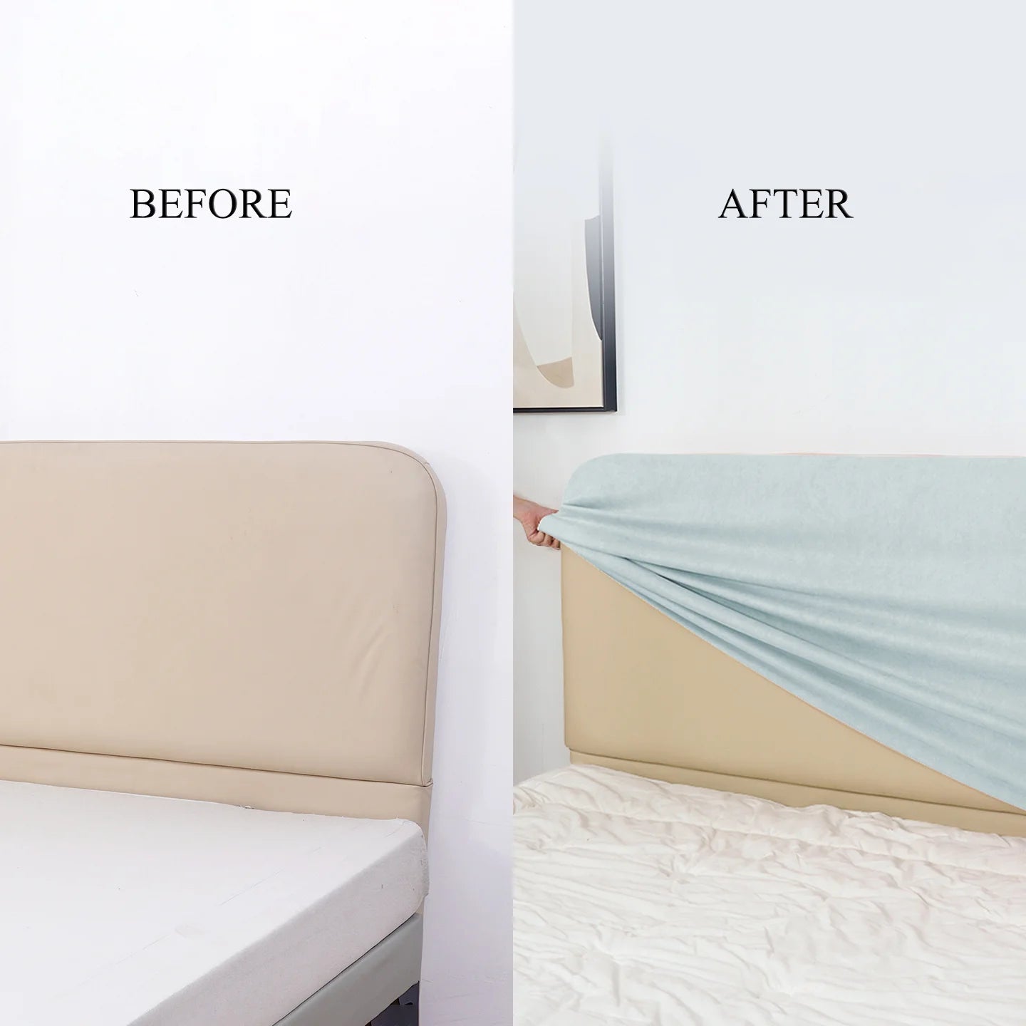 Bed Headboard Cover | Sienna Velour - Celeste Breeze