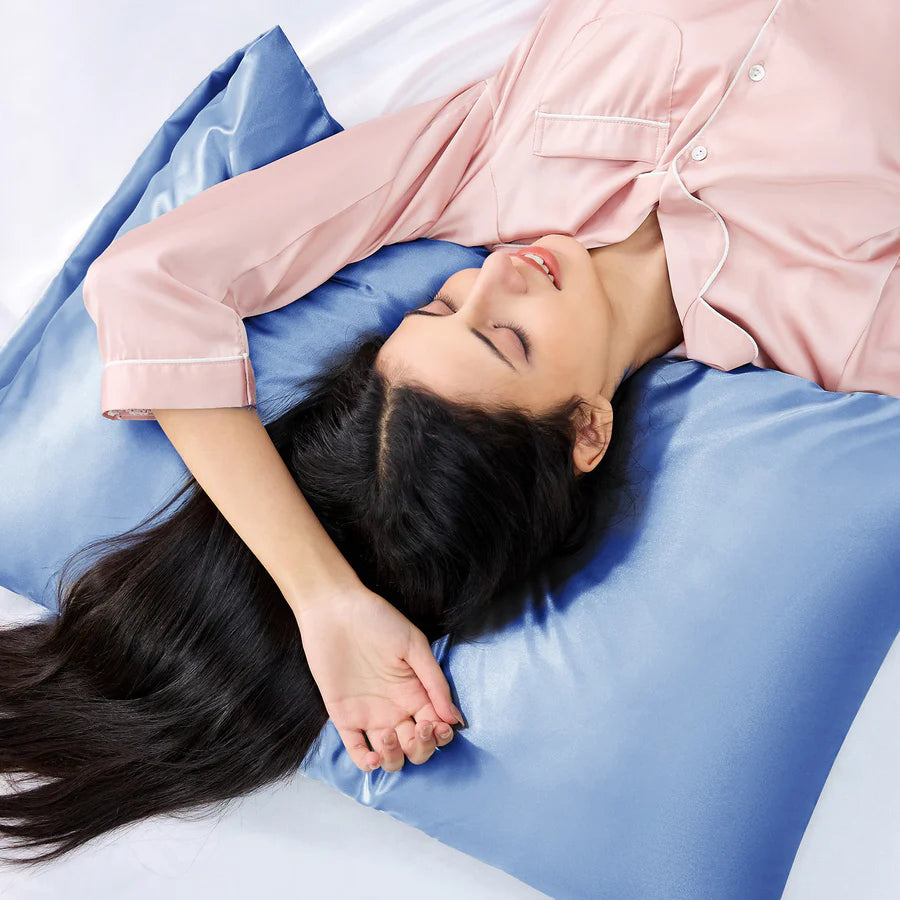Solid Satin Silk Pillowcase 2 Pack - Sky Blue