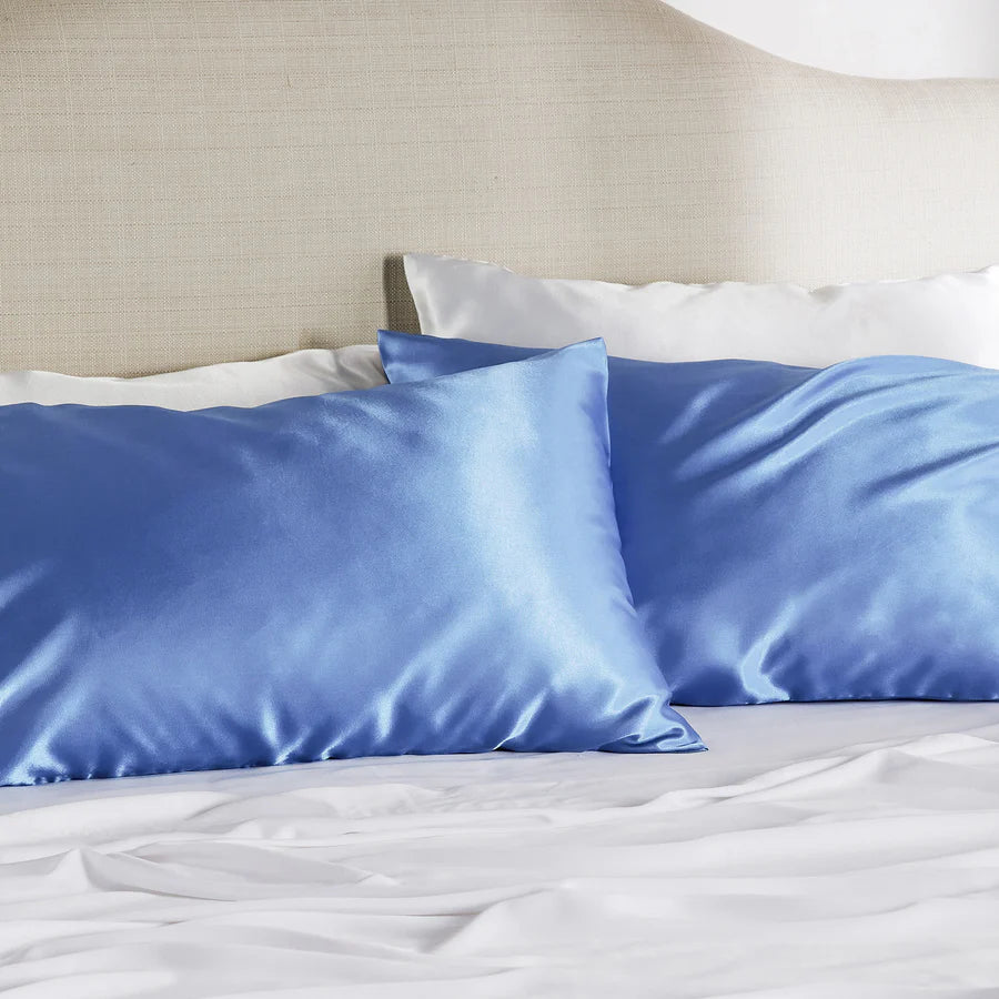Solid Satin Silk Pillowcase 2 Pack - Sky Blue
